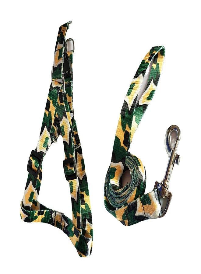 KittuPet طقم سرج ومقود للكلاب من KittuPet، مقاس 22 مم، مصنوع من النايلون الناعم المطبوع بألوان زاهية، مقاس 3/4 بوصة. يتضمن الطقم سرجًا متوسط الحجم قابلًا للتعديل من النايلون، مناسب للكلاب متوسطة الحجم. قد يختلف اللون. - Image 3